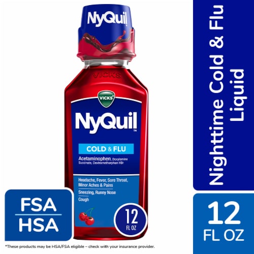 Vicks NyQuil Cold and Flu Medicine Acetaminophen Cherry Liquid