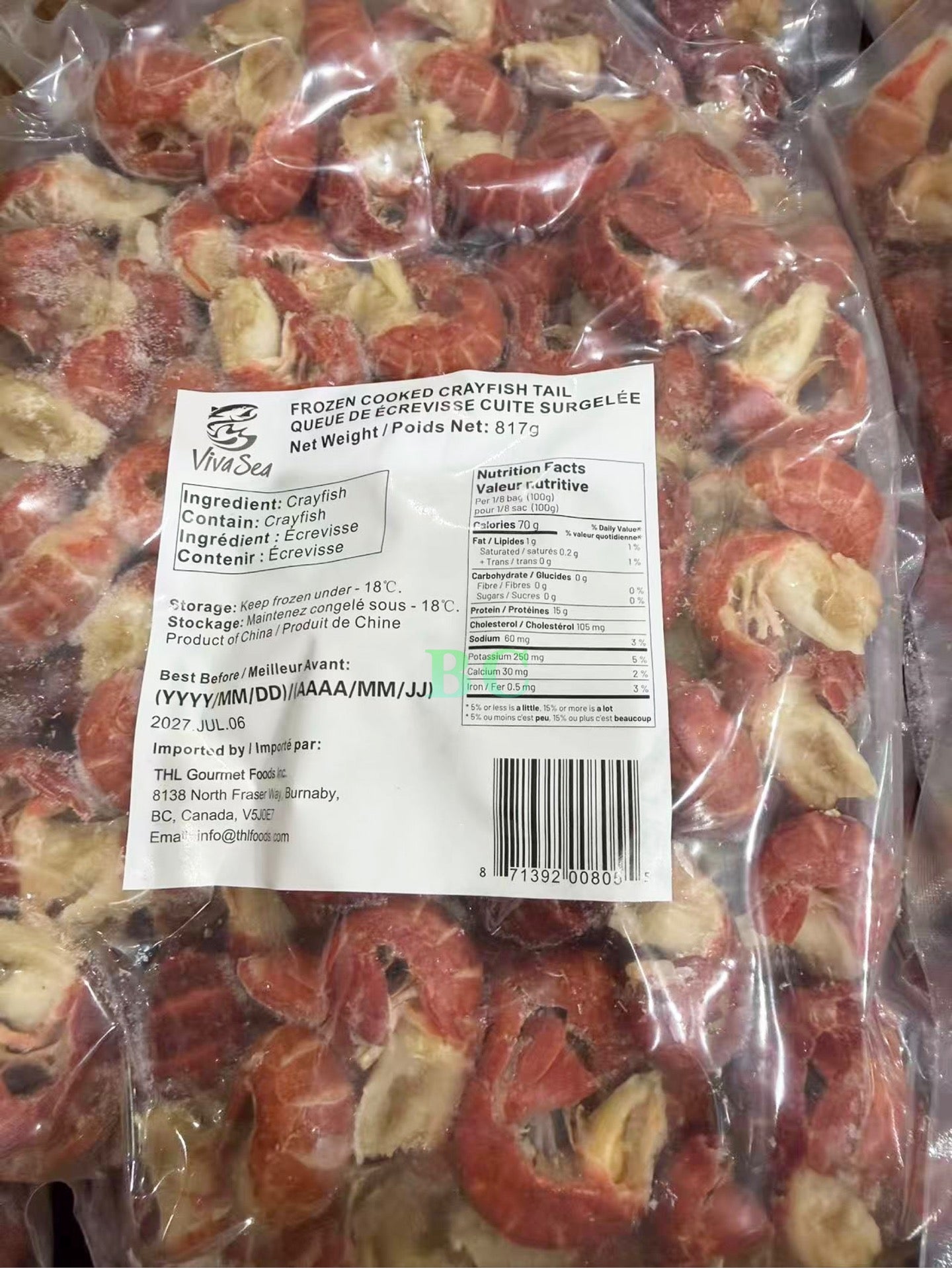 Fresh Frozen Crawfish Tails 817g