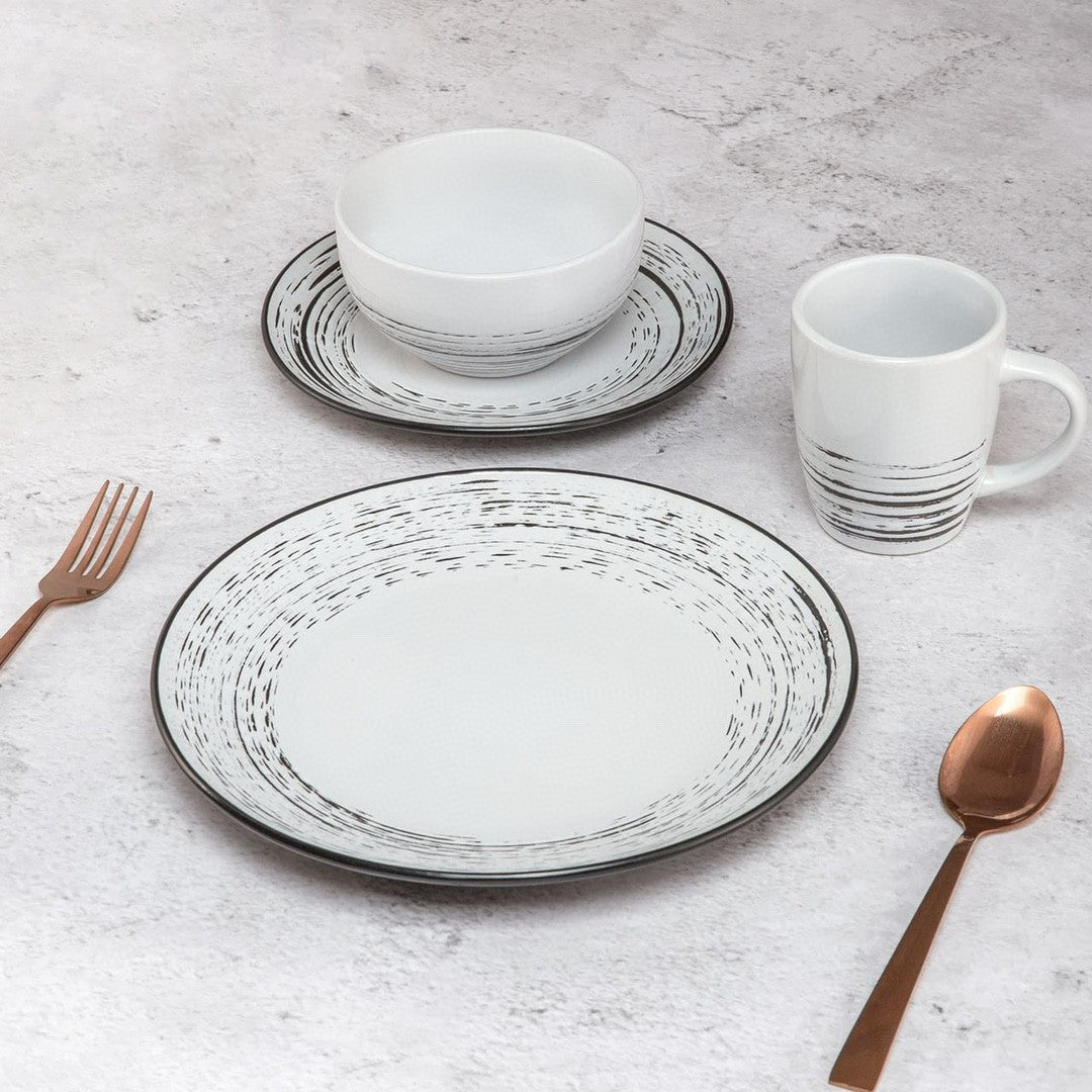 16-piece set of ceramic bark glaze with embossed design