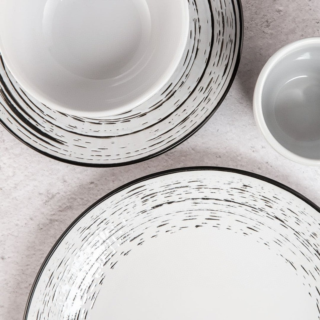 16-piece set of ceramic bark glaze with embossed design