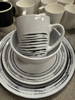 16-piece set of ceramic bark glaze with embossed design