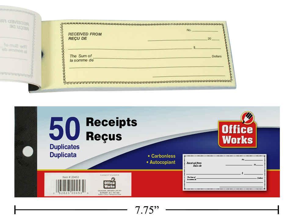 50 SHEET DUPLICATES RECEIPT