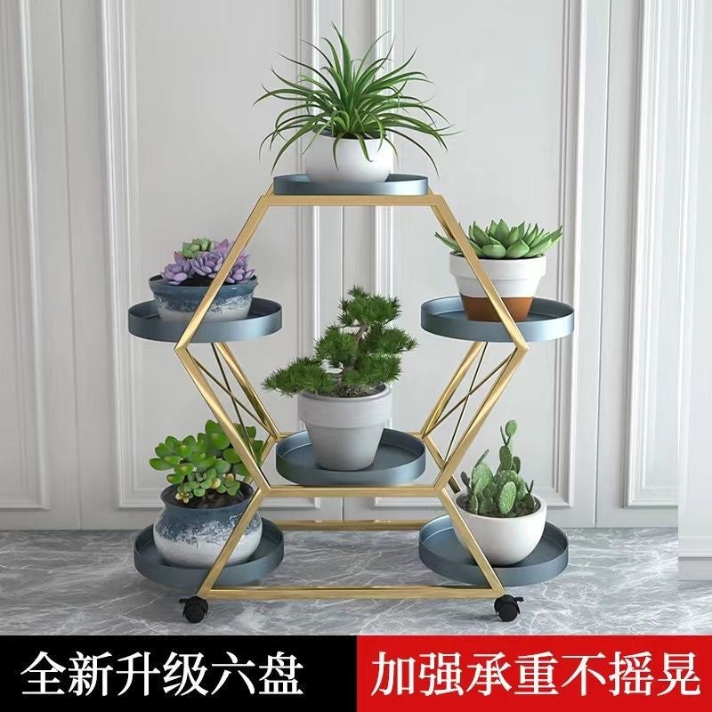 北欧风菱形折叠铁艺6盘花架