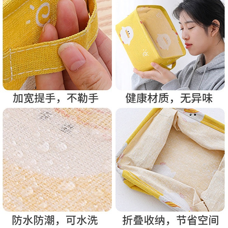 Desktop storage for household cosmetics, snacks, and sundries, made of fabric