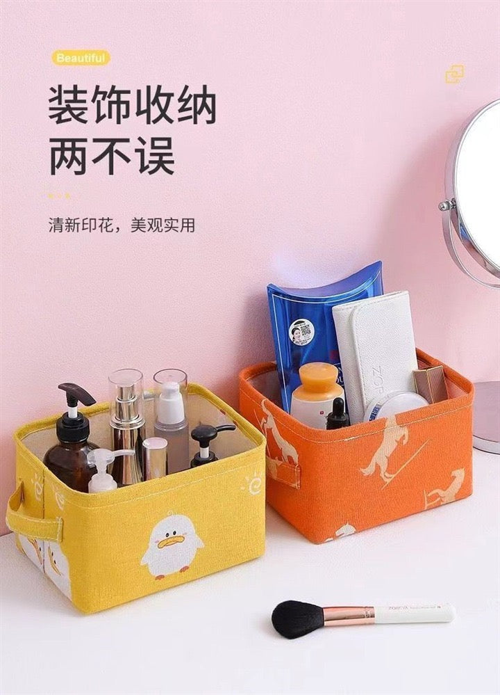 Desktop storage for household cosmetics, snacks, and sundries, made of fabric