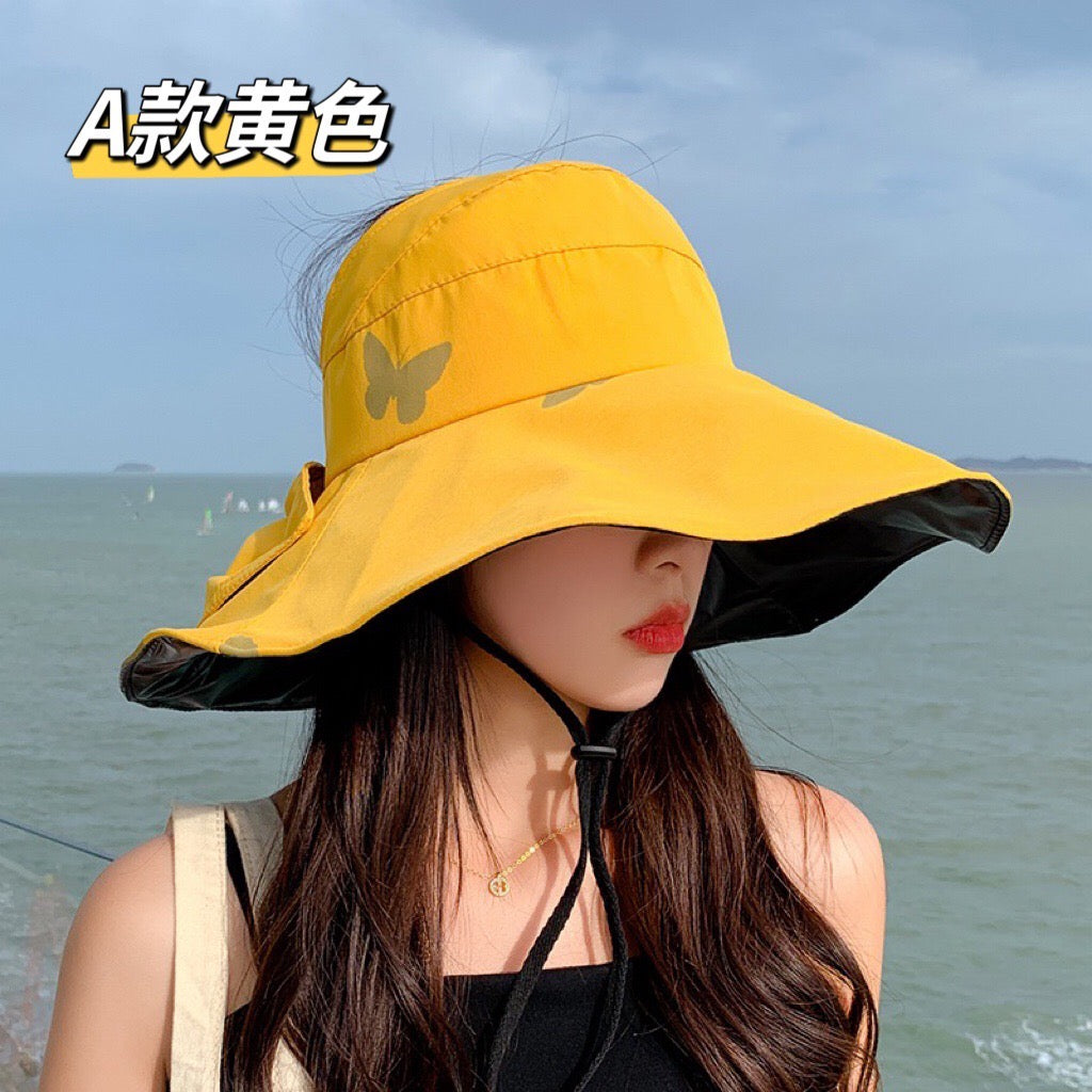 最新款黑胶空顶防晒帽子女