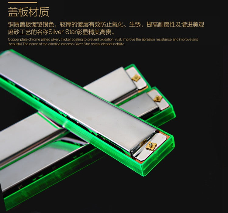 Stainless steel 24-hole tremolo harmonica