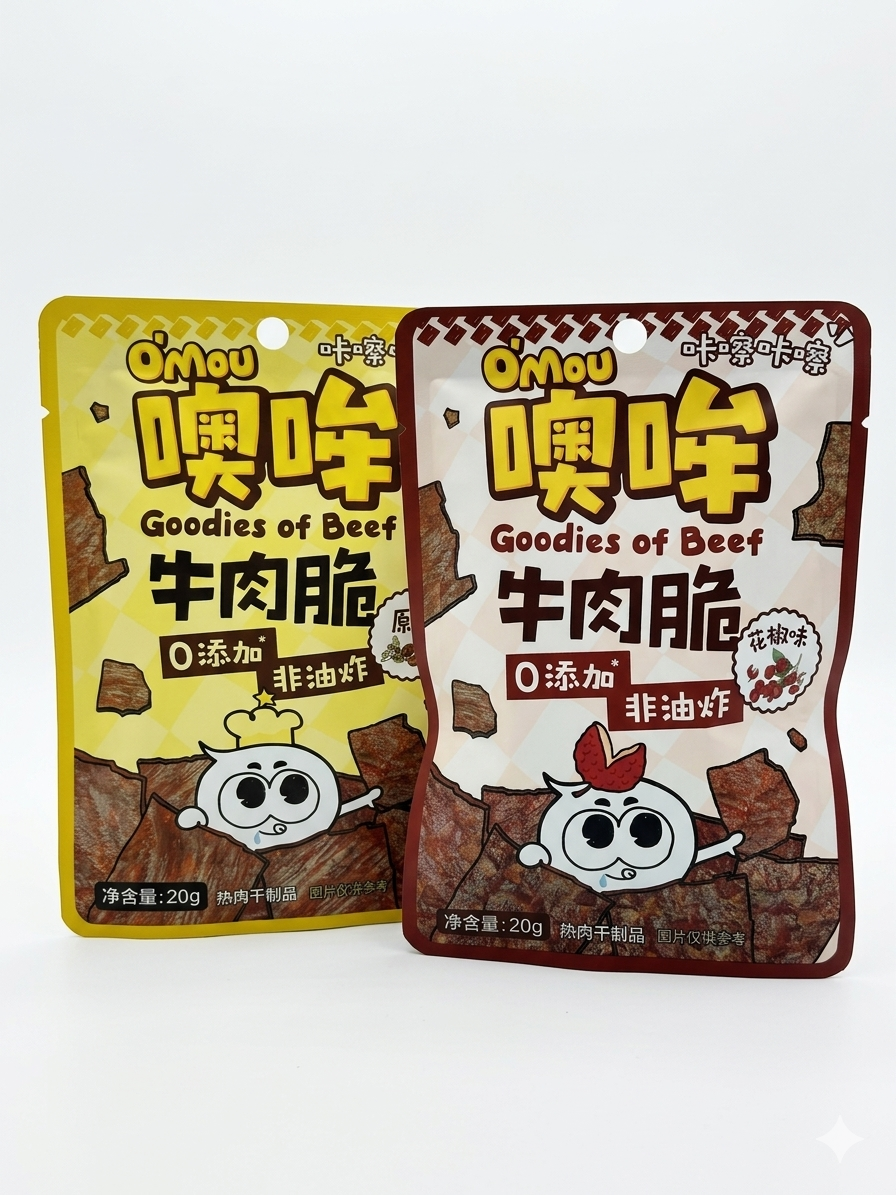 omou 牛肉脆 20g 原味·花椒 香脆过瘾