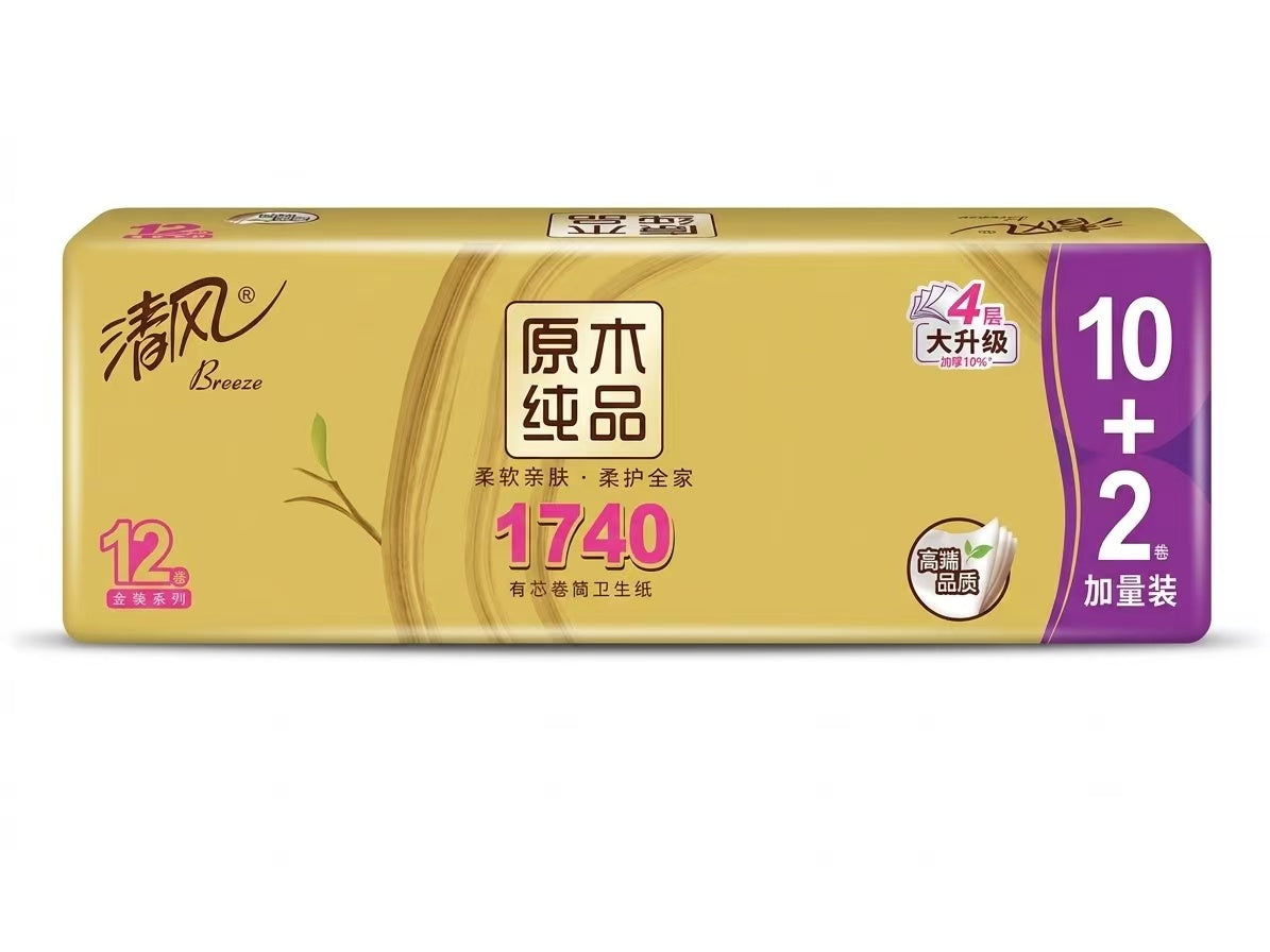 清风金装原木卷纸｜12卷加量装