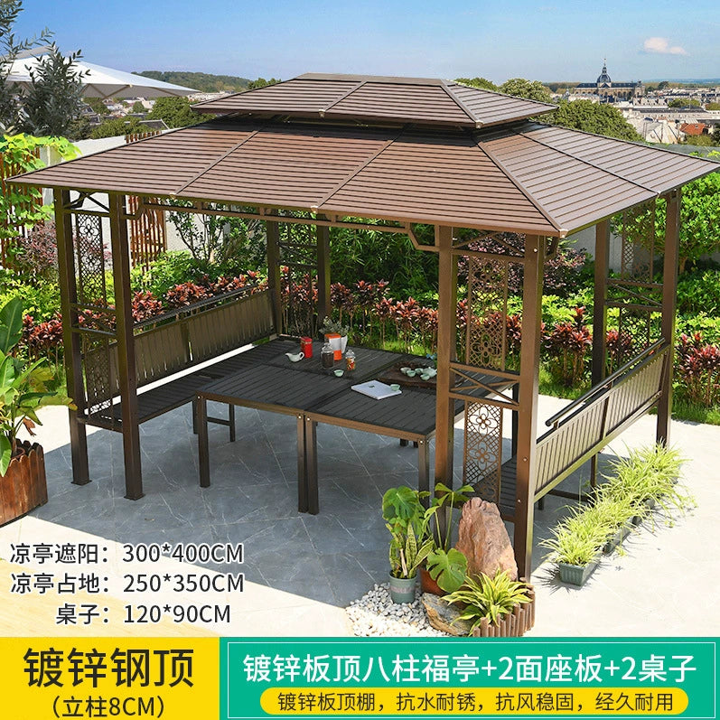 户外凉亭庭院铝合金亭子（多种可选）有实物样本