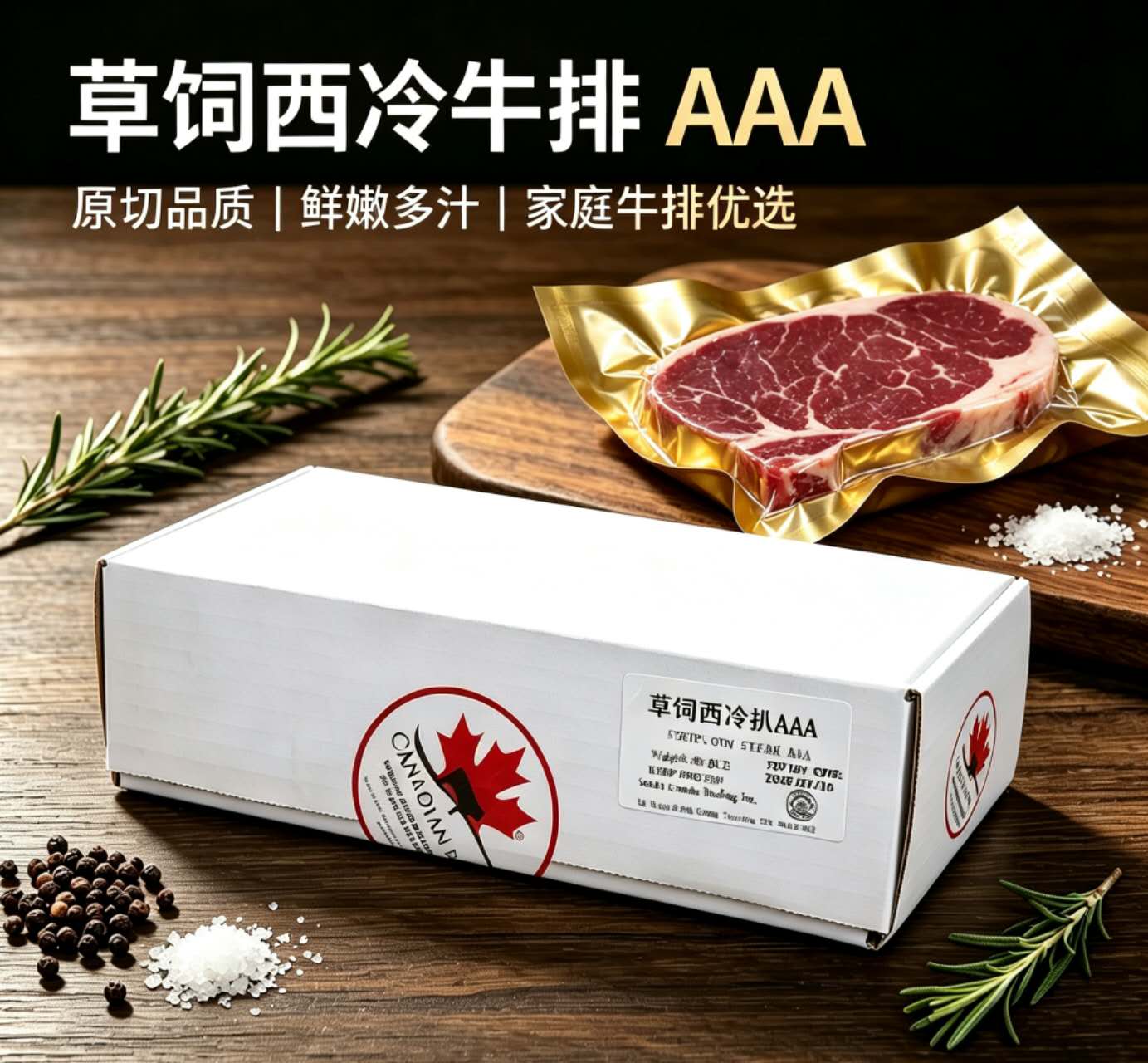 Canadian Beef 草饲西冷牛扒AAA 约3磅