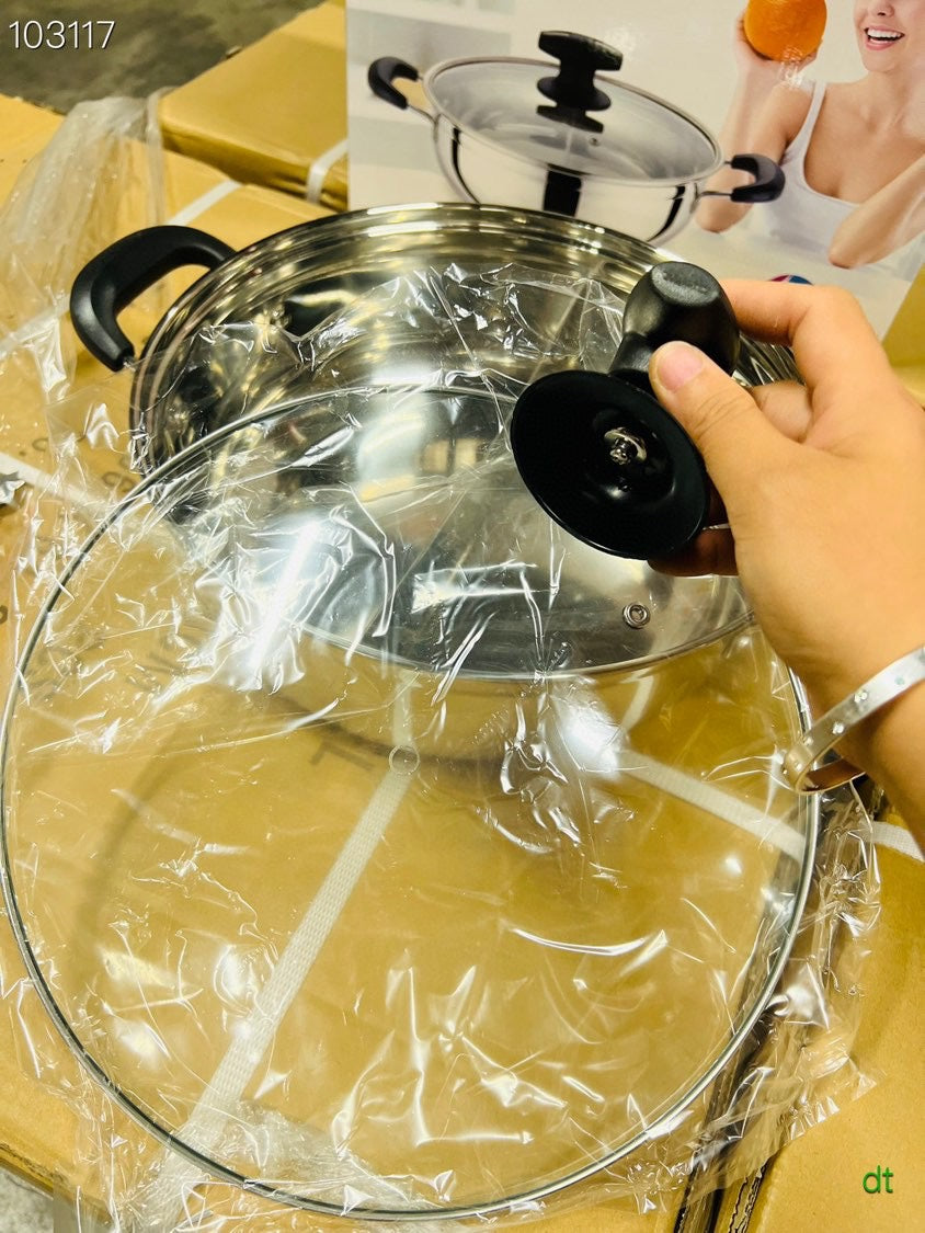 厨霸30cm不锈钢鸳鸯锅带玻璃盖