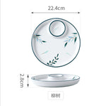 Internet-famous Japanese dumpling plate with integrated vinegar dish tableware