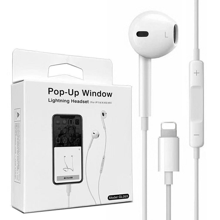 Wired earphones with microphone and volume control, compatible with iOS (iPhone 7 and above)