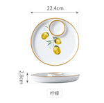 Internet-famous Japanese dumpling plate with integrated vinegar dish tableware