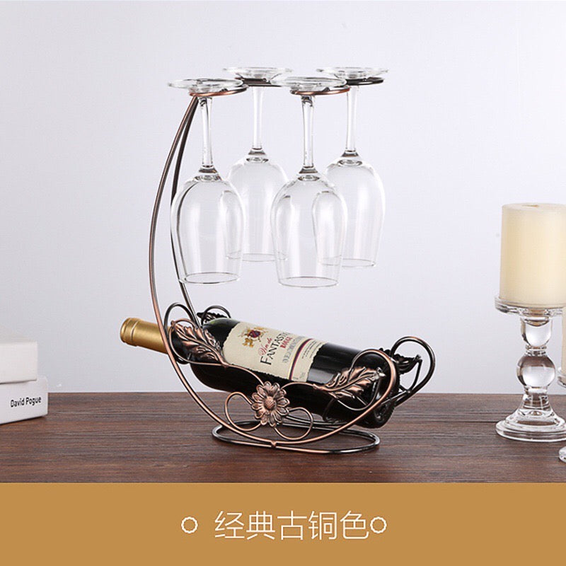 European-style wrought iron wine rack ornament